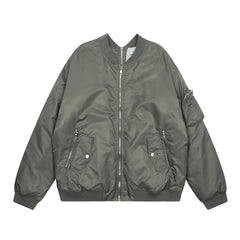 Hearujoy Autumn/Winter Flight Jacket Baseball Thickened Cotton Parkas Outerwears American Oversized Double Zip Up Jacket and Coat Men