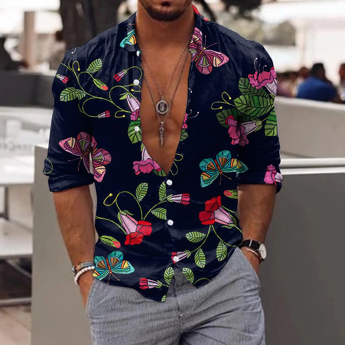 HEARUJOY  -  Fashion Classic Fit Business Casual Shirt Men Long Sleeve Winter Casual Printed Shirts Fashion Top Blouse Man Clothing Camisas