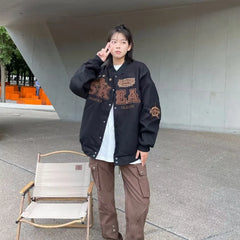 HEARUJOY  -  Fashion Japanese Mens Baseball Jacket Letter Embroidery Color Blocking College Unisex Coats Spring Trend Harajuku Outwear