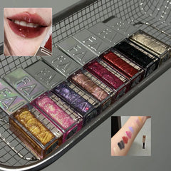 YICKYUE  -  Crystal Shimmer Black Lip Glaze Halloween Lip Makeup Moisturizing Non-Stick Water Light Liquid Lipstick Pearl Lip Gloss Cosmetic