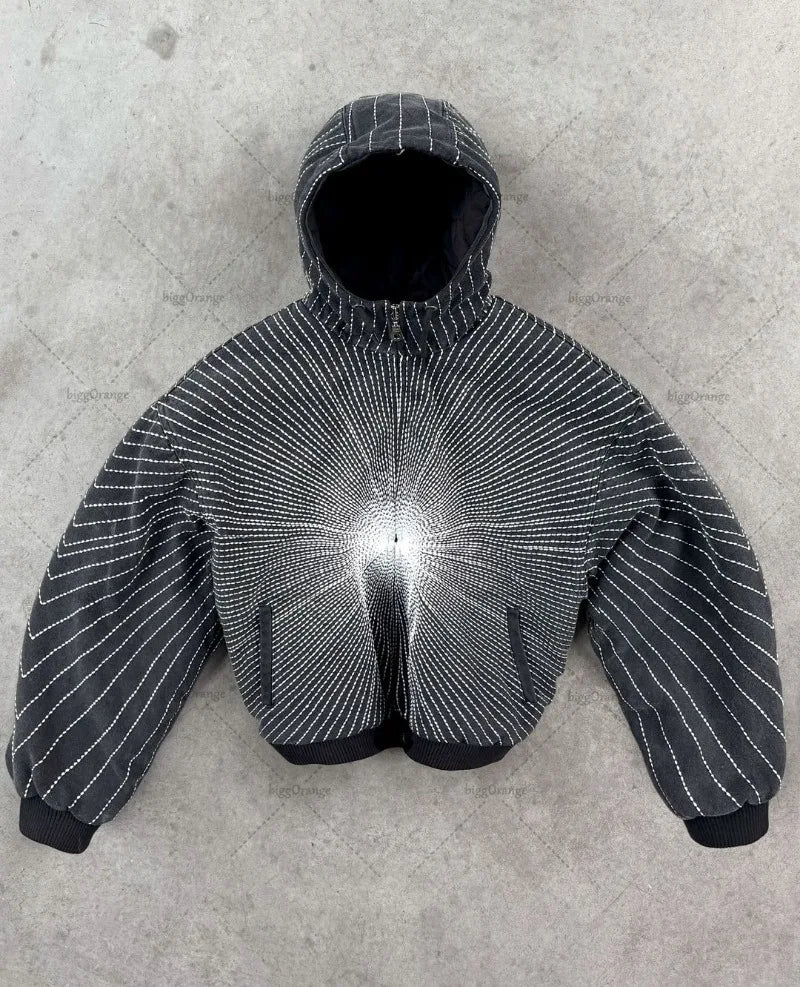 HEARUJOY  -  New High Street Trendy Brand Jacket Gothic Punk Harajuku Embroidered Zipper Hoodie Men Hip Hop Retro Casual Oversized Sweatshirt