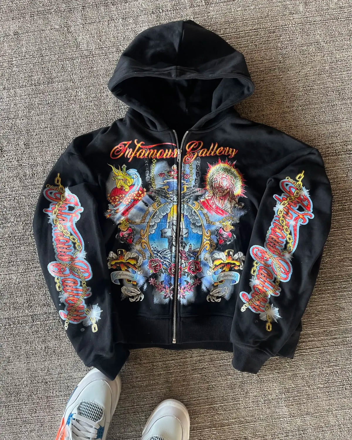 Hearujoy Trend retro loose hoodie oversized print personality zipper hoodie Women punk Hip Hop Harajuku Streetwear oversized sweatshirt
