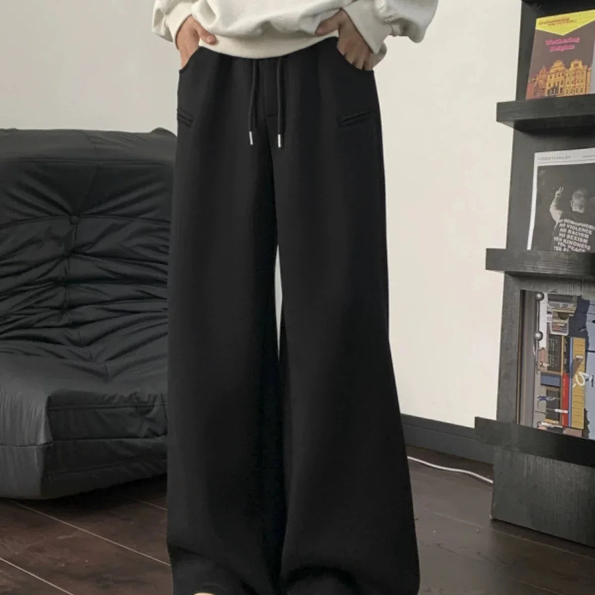 HEARUJOY  -  High-end Straight-leg Trousers for Men's Spring American Fashion Brand Casual Floor Trousers High Street Versatile Loose
