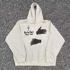 Hearujoy Y2K Gothic 100% Cotton Retro Hoodie Fall And Winter Plush Oversized Hoodie Quality Cotton Hip-Hop Comfortable Unisex Sweatshirt