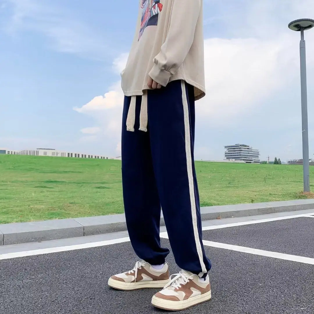HEARUJOY  -  Casual Straight Leg Pants Men Women Spring Autumn New Lazy Sle Sports Slimming Cuffed Trousers Loose Fit Comfortable Polyes...