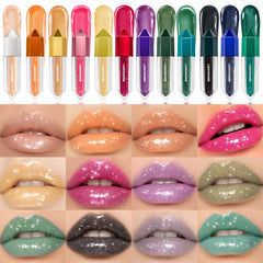 YICKYUE  -  Diamond Water Glazed Mirror Lip Gloss Makeup Nude Jelly Moisturizing Lip Glaze Lasting Metallic Black Liquid Lipstick Cosmetics