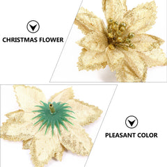 YICKYUE  -  24Pcs Artificial Glittery Flower Craft for Christmas Tree Flower Prop Festive Decorations Photo Backdrop and Indoor Party Setup