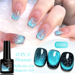 YICKYUE  -  7ml Blue Reflective Cat Magnetic Gel Nail Polish Soak Off UV LED Shining Gel Polish Semi Permanent UV Gel For Nail Art