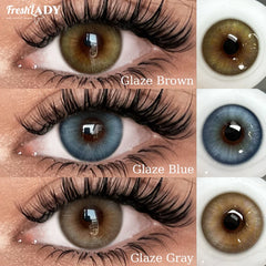 YICKYUE  -  Fresh Lady Glaze Series 1 Pair Colored Contact Lenses Natural Brown Pupils Blue Eyes Contact lenses Gray Soft Contacts 14.50mm