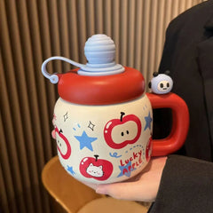 YICKYUE  -  High Value Dopamine 316 Stainless Steel Ton Ton Thermos Cup 800ml Large Capacity Straw Cup Handle New Water Cup