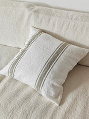 YICKYUE  -  Country Pure Linen Olive Green White Stripes American Retro Bedroom Bedding Soft Decorative Cushion Square Pillow Case