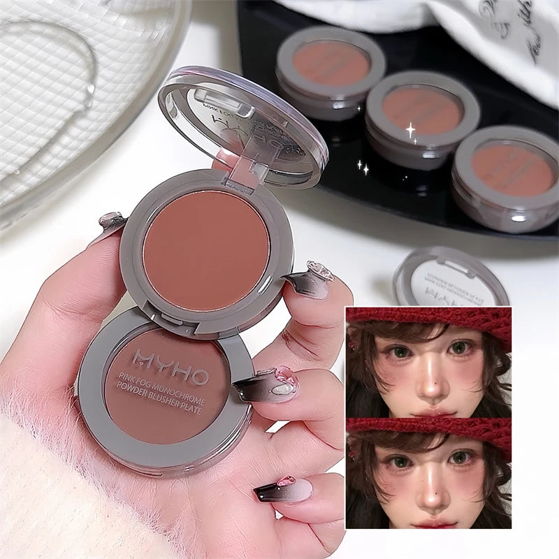 YICKYUE  -  Red Brown Monochrome Blush Palette Silky Matte Chocolate Rouge Cheek Tint Blusher Powder Natural Face Contouring Shadow Makeup