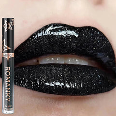 YICKYUE  -  1Pc Moisturizing Pearl Lip Glaze Waterproof Metallic Black Glitter Lipstick Mirror Crystal Jelly Lip Gloss Long Lasting Lip Tint