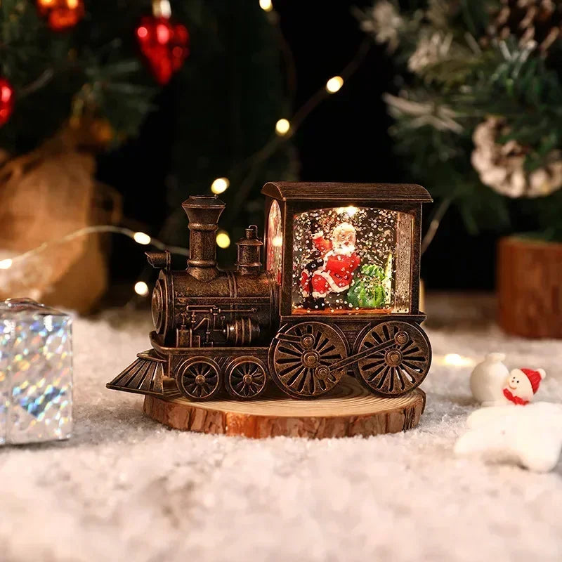 YICKYUE  -  Christmas Gifts, Christmas Crystal Ball Ornaments LED Lights Train Santa Claus Merry Christmas Decoration for Home Xmas Decor