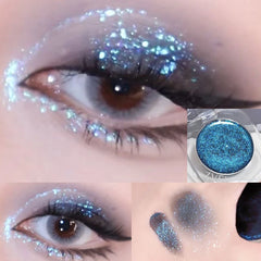 YICKYUE  -  1pc Gemstone Shining Single-color Eyeshadow Diamond Glitter Pearlescent Highlighter Makeup Lasting Blue Shiny Eye Shadow Palette