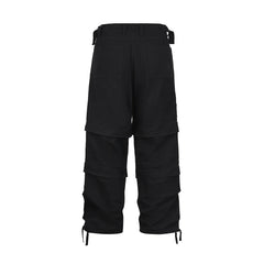 Hearujoy Harajuku Vibe Style Multi-pockets Baggy Cargo Pants for Men and Women Straight Loose Casual Drawstring Feet Overalls Oversize