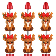 YICKYUE  -  10 Pcs 3D Gel Bead Kit Suitable For Christmas/Holiday DIY Craft Beads With Bow Reindeer Shapes, For Jewelry Making Accessories