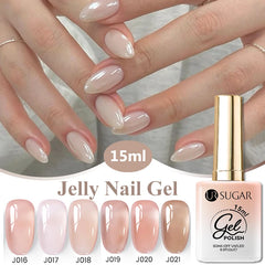 YICKYUE  -  15ml Tender Nude Transparent Gel Nail Polish Nude Pink Color UV Soak Off Gel Varnish Semi Permanent Need UV Light