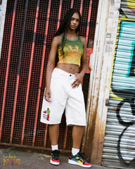 Hearujoy Y2k Streetwear Punk anime Print Jeans Women Hip hop Trend Fashion white denim shorts Harajuku loose casual wide-leg pants