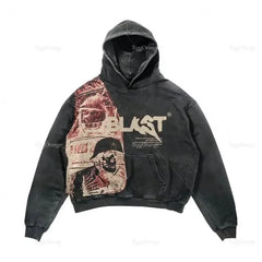 Hearujoy Vintage Letter print sweatshirt hoodie oversized streetwear harajuku y2k tops american style grunge casual hoodies women