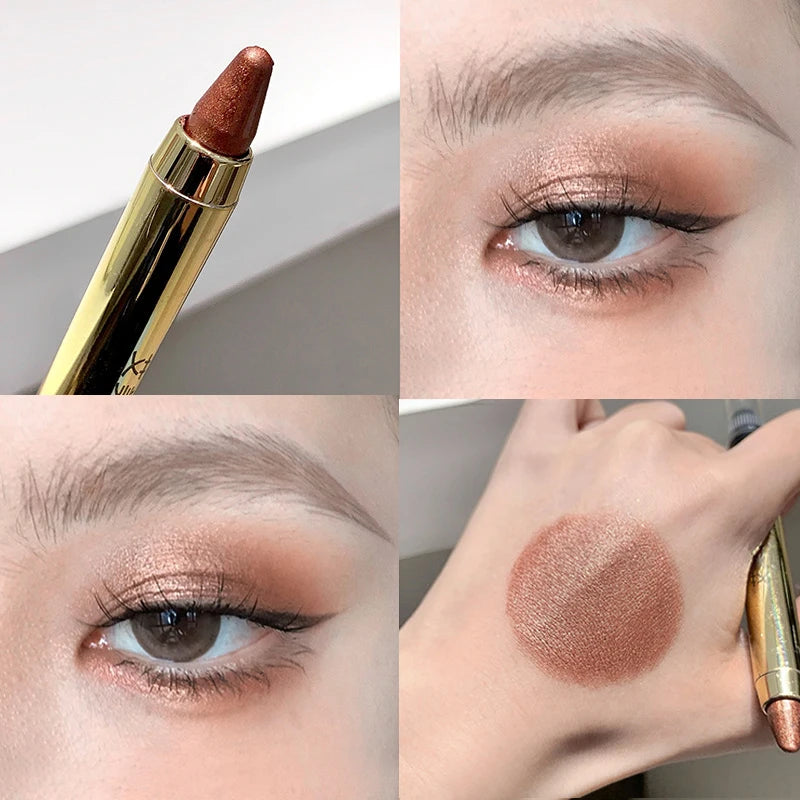 YICKYUE  -  Metallic Glitter Eyeshadow Stick Matte Red Waterproof Shimmer Lying Silkworm Long Lasting High Gloss Pearlescent Eyeshadow Pen
