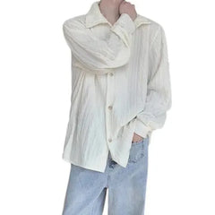 YICKYUE  -  Men's Clothing Long Sleeve Niche Pleated Shirt Commuting Top
