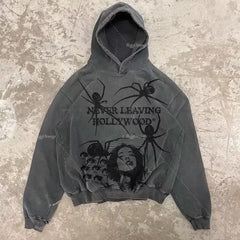 Hearujoy Retro Hand Printing Hoodies Women new Sweatshirt Oversize Loose Tops Couples streetwear Goth Popular Y2k Clothes