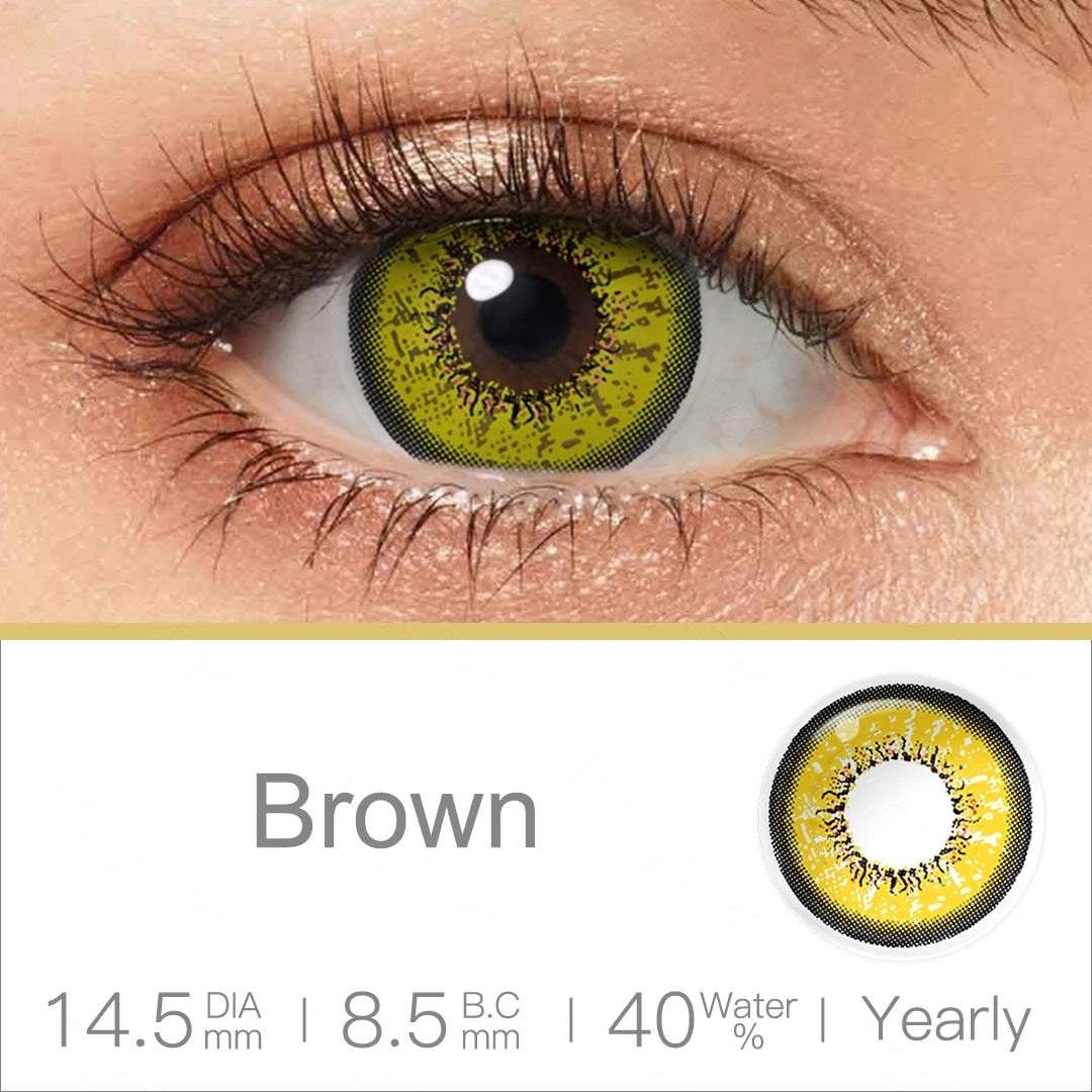YICKYUE  -  Flame Colored Halloween Contact Lenses Eye Green Contacts Contact Lenses For Eyes Beauty Pupils 1 Pair 6 Months