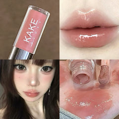 YICKYUE  -  Mirror Liquid Lipstick Moisturizing Jelly Brown Water Light Lip Glaze Sexy Lip Gloss Long Lasting Nude Lip Tint Makeup Cosmetics