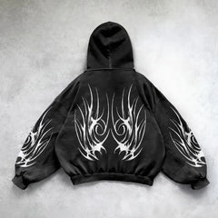 Hearujoy Y2K popular trend geometric pattern printed cardigan zipper hoodie women 2024 new hip-hop streetwear casual all-match sweatshirt