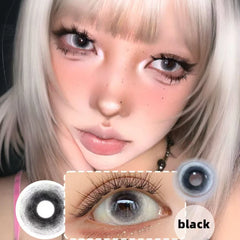 YICKYUE  -  1pair Black White Halloween Color Contact Lenses Crazy Eye Lens
