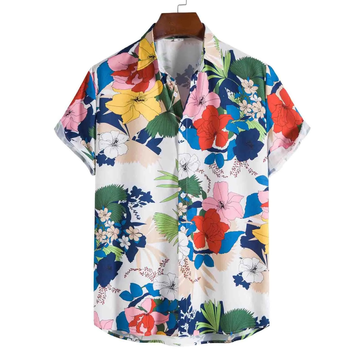 HEARUJOY  -  Fashion Wrinkle-Free Men'S Vintage Shirt Men Spring And Summer Casual Lapel Single Breasted Print Vacation Shirts For Man 셔츠