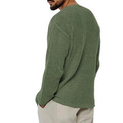HEARUJOY  -  Autumn And Winter New Men's Solid Color V-Neck Long-Sleeved Sweater Fashion Trend Simple Casual Loose Breathable Men's Tops