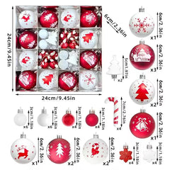 YICKYUE  -  Christmas Ball Decoration Set, Polka Dot Hanging Balls, Tree Decorations, Glittering Red And White Plastic Christmas Trinkets