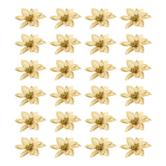 YICKYUE  -  24Pcs Artificial Glittery Flower Craft for Christmas Tree Flower Prop Festive Decorations Photo Backdrop and Indoor Party Setup