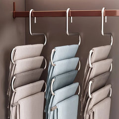 YICKYUE  -  3pcs/Stainless Steel Trouser/Skirt Hanger with Fixed Clamps - Non-Slip, Heavy-Duty, for Wardrobe Organization and Storage