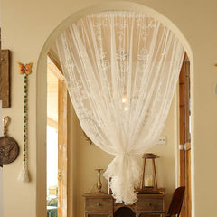 YICKYUE  -  French Pastoral Style Lace Short Curtain Enclosure Kitchen Door Curtains Cafe Living Room Window Kitchen Curtain Decoration