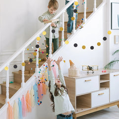 YICKYUE  -  8Pcs Premium Paper Round Disc Streamer Banner with Cotton Thread for Party Hanging Decoration Birthday Wedding Graduation