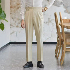 HEARUJOY  -  Spring Autumn Fashion Italian Naples Suit Pants For Men Smart High Waist Straight Trousers Business Casual Solid Slim Fits Pant