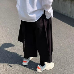 HEARUJOY  -  Dark Skirt Pants Japanese Retro Double-Layer Casual Samurai Pant Hakama Genderless Streetwear Fashion Wide-Leg Pants Unisex 2025
