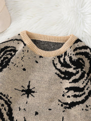 HEARUJOY  -  New Popular Street Ripped Abstract Starry Sky Pattern Pullover Ripped Sweater Casual Round Neck Knitted Men's Pullover