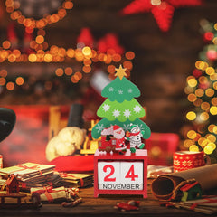 YICKYUE  -  Christmas Wooden Countdown Calendar Desktop Decoration Adornment Decorative Crafts for Table Living Room Kitchen