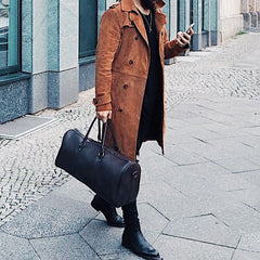 HEARUJOY  -  New Autumn And Winter American Street Retro Suede Jacket Mens Mid-Length Fashion Trend Lapel Windbreaker Double-Breasted Coat