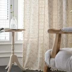 YICKYUE  -  Hollow Splicing Small Floral Curtains Household Semi Shading Flowing Su Curtain Curtain Bay Windows curtains for living room