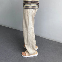 Hearujoy Mens Cotton Linen Casual Straight Leg Cinch Pants Genderless 2024 New Summer Fashion Simple Youth Thin Solid Color Pants Unisex