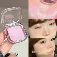 YICKYUE  -  Face Highlighter Powder Instant Silky Skin Long Lasting Waterproof Pink Baked Shimmer Illuminator Makeup Contouring Glitter
