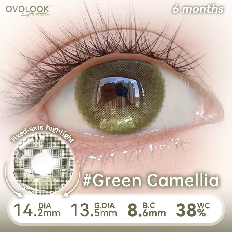 YICKYUE  -  2pcs Moon Overture Cosmetic Contact Lenses Glossy Deep Blue‑Grey Fixed‑Axis Highlight Semi‑Annual Soft Eye Makeup Lenses