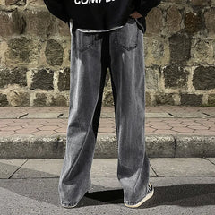 Hearujoy Men's Jeans Korean Version Student Casual Pants High Street Straight Loose Wide Leg Jeans Black Grey  Blue Baggy Jeans