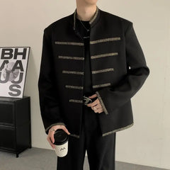 Hearujoy Chinese Style Stand Up Collar Zhongshan Suit Jacket for Men High-end Feel Men's Suit Trendy Elegant Design Embroidered Jacket