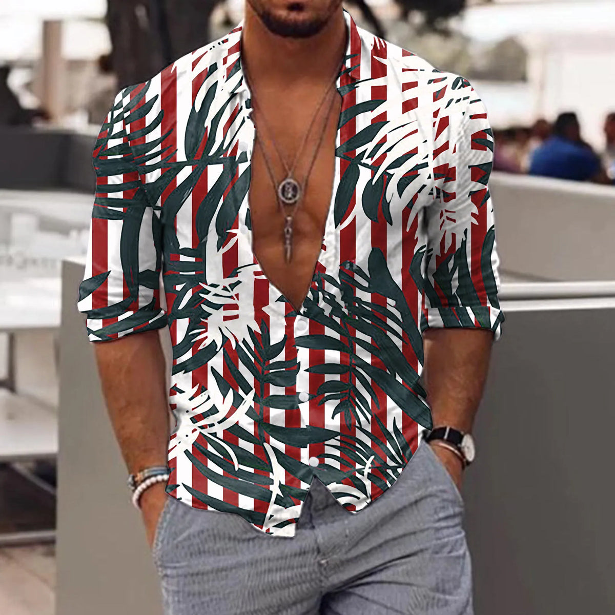 HEARUJOY  -  Regular Cuff Men'S Vintage Shirt Men Long Sleeve Winter Casual Printed Shirts Fashion Top Blouse Shirts Roupas Masculinas